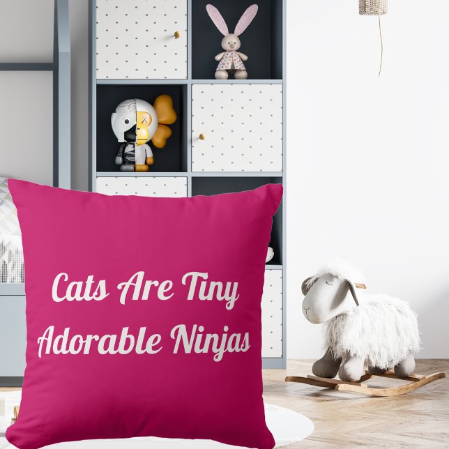 Cats Are Adorable Ninjas Personalised Quote Pink Cushion (Creator Uploaded)