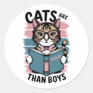 Cats are cooler than Boys Classic Round Sticker