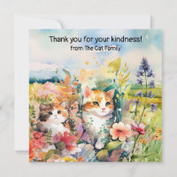 Cats are in flower field 
