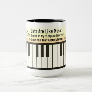 Cats Are Like Music - Piano Keyboard Staff & Cats  Mug