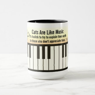 Cats Are Like Music - Piano Keyboard Staff & Cats  Mug