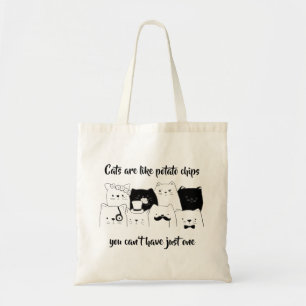 Cats Are Like Potato Chips // Cat doodle Tote Bag