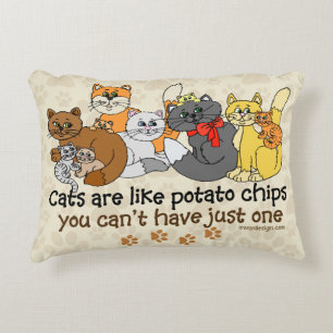Cats are like potato chips decorative cushion