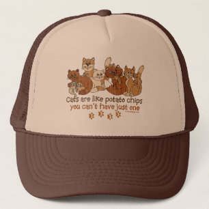 Cats are like potato chips Distressed Trucker Hat