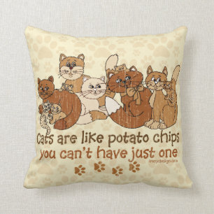 Cats are like potato chips Grunge Version Cushion