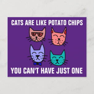 CATS ARE LIKE POTATO CHIPS YOU CAN'T HAVE JUST ONE POSTCARD