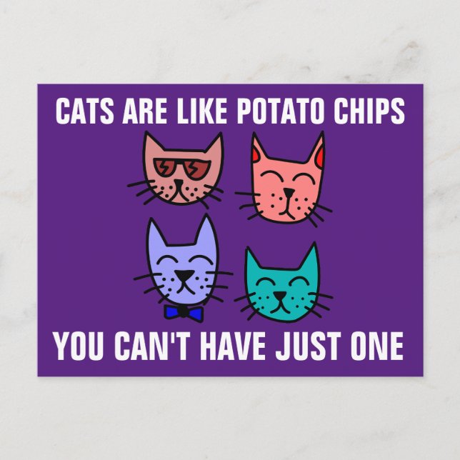 CATS ARE LIKE POTATO CHIPS YOU CAN'T HAVE JUST ONE POSTCARD (Front)