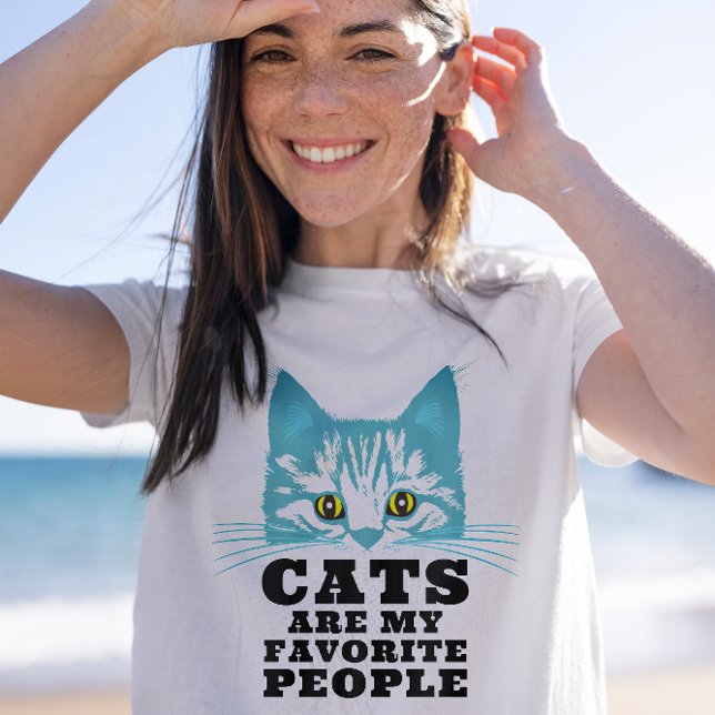 Cats Are My Favourite People Modern Blue Grumpy  T-Shirt (Creator Uploaded)