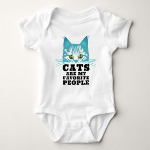 Cats Are My Favourite Sarcastic Quote With Teal Ca Baby Bodysuit