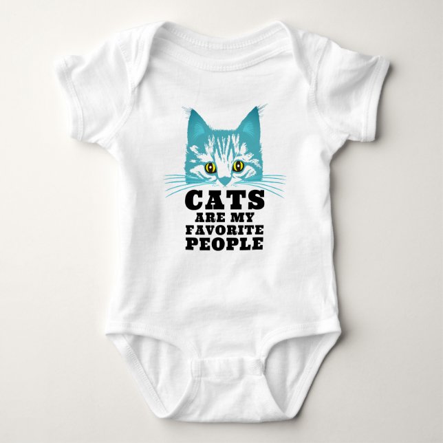 Cats Are My Favourite Sarcastic Quote With Teal Ca Baby Bodysuit (Front)