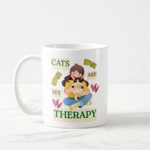 Cats Are My Therapy – Cute Cat Lover Design Coffee Mug