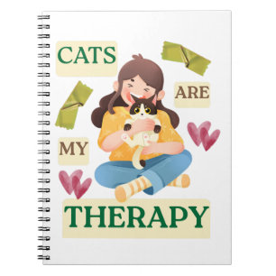 Cats Are My Therapy – Cute Cat Lover Design Notebook