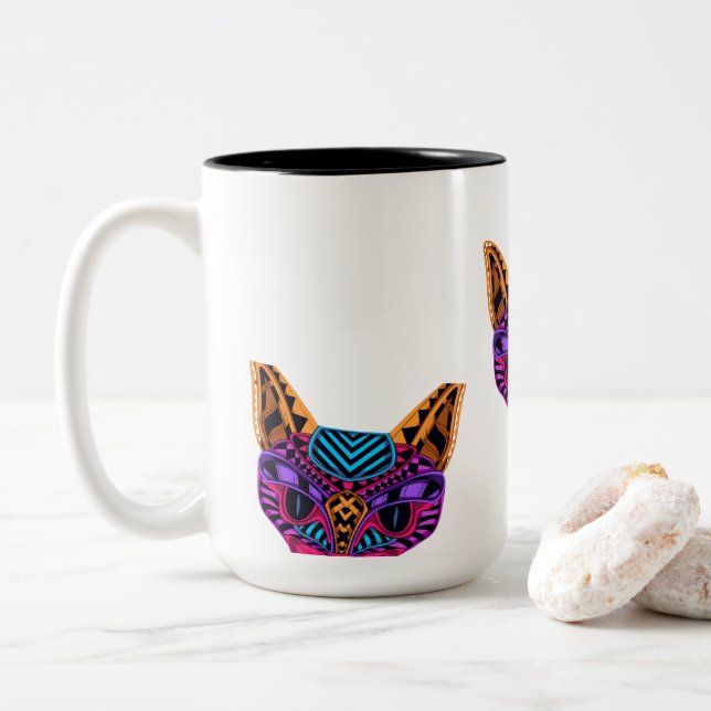 Cats are pure happiness Two-Tone coffee mug (With Donut)