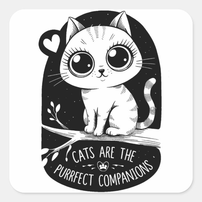 Cats Are The Purrfect Companions Square Sticker (Front)