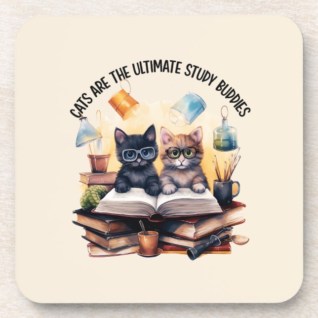 Cats Are The Ultimate Study Buddies Coaster (Front)
