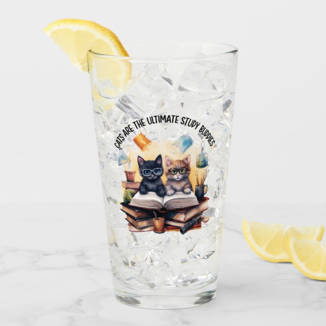 Cats Are The Ultimate Study Buddies Glass (Front Ice)