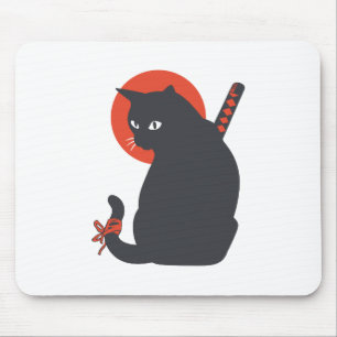Cats as Warrior Samurai - Choose background color Mouse Pad