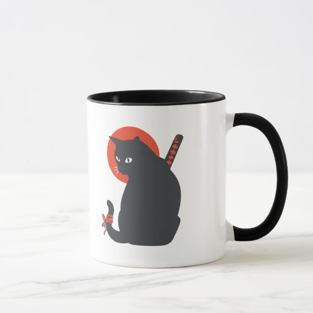 Cats as Warrior Samurai - Choose background color Mug (Right)