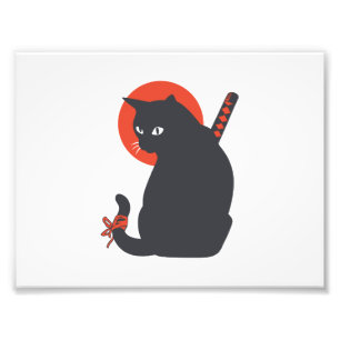 Cats as Warrior Samurai - Choose background colour Photo Print