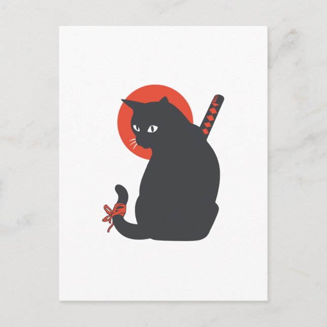 Cats as Warrior Samurai - Choose background colour Postcard (Front)
