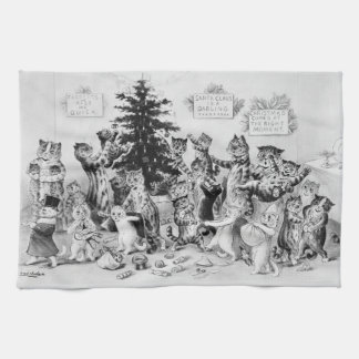 Cats at Christmas Louis Wain Tea Towel