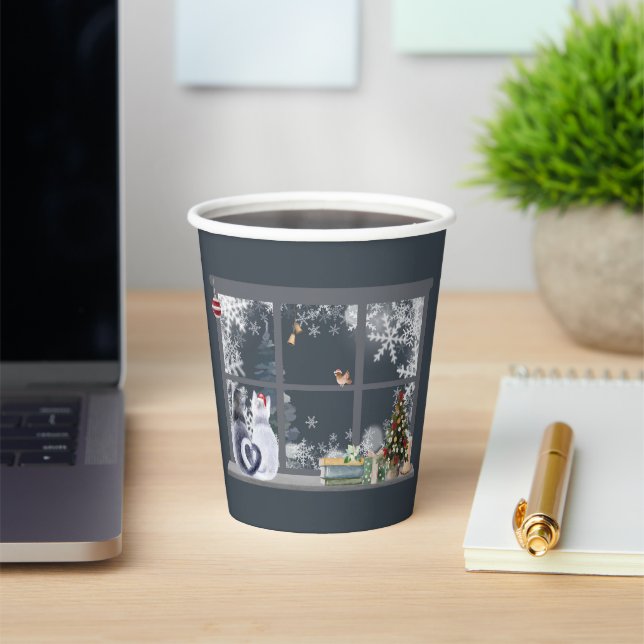 Cats at Christmas Window  Paper Cups (Insitu)