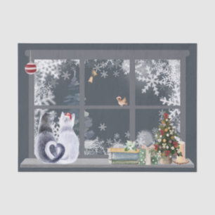 Cats at Christmas Window Tissue Paper