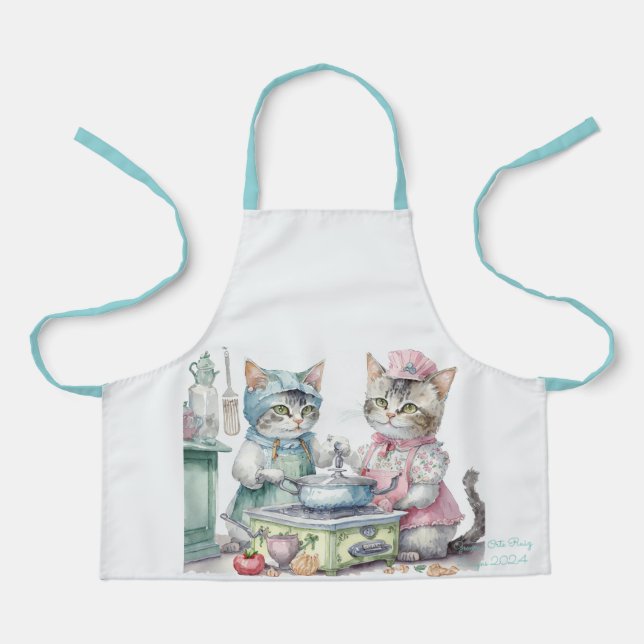 Cats at kitchen apron (Front)
