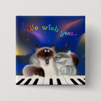 Cats at Piano 15 Cm Square Badge