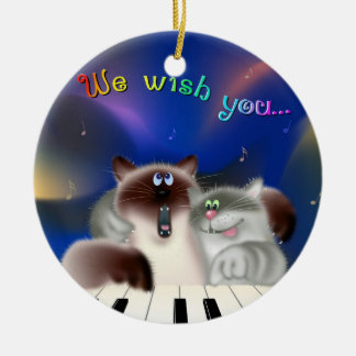 Cats at Piano Ceramic Tree Decoration