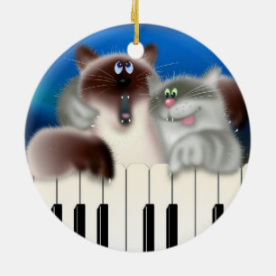 Cats at Piano Ceramic Tree Decoration