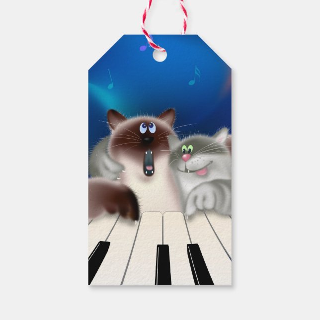 Cats at Piano Gift Tags (Back)