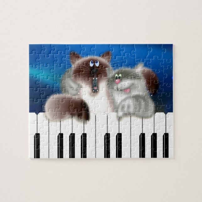 Cats at Piano Jigsaw Puzzle (Horizontal)