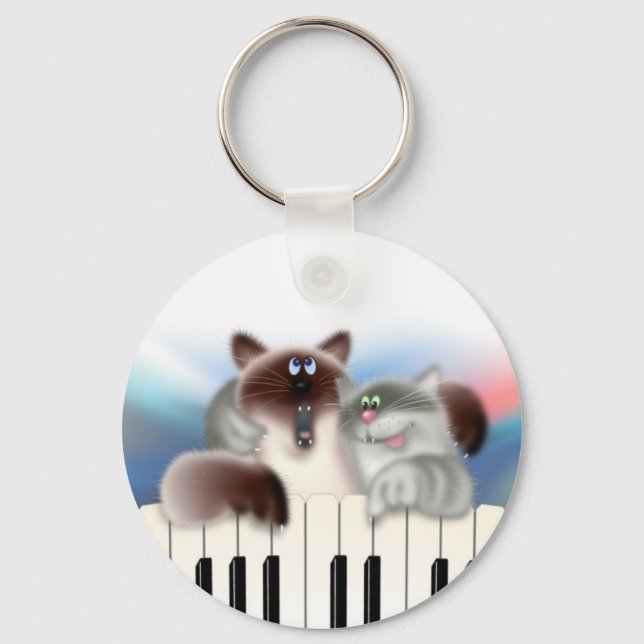 Cats at Piano Key Ring (Front)