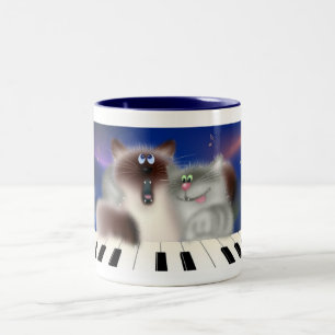 Cats At Piano Two-Tone Coffee Mug
