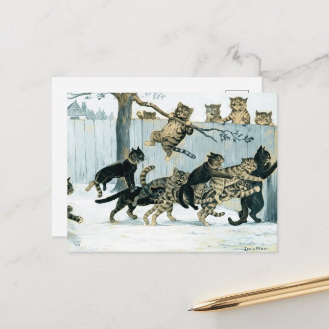 Cats at Play by Louis Wain Holiday Postcard (Front/Back In Situ)