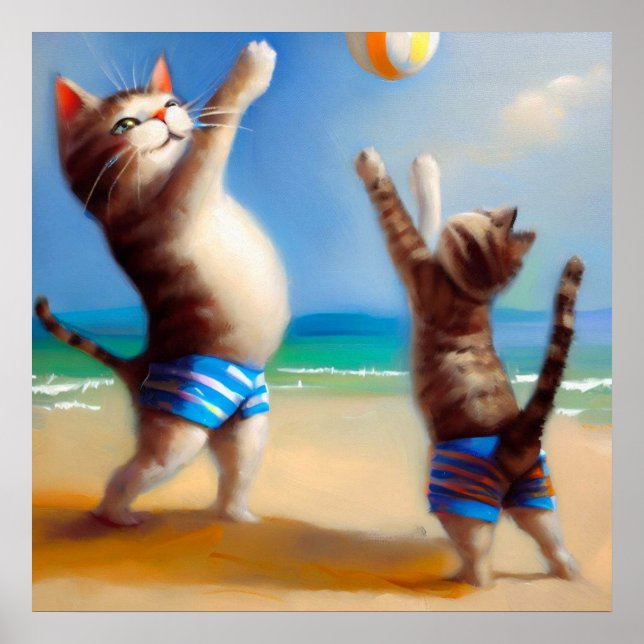  Cats At the Beach Poster (Front)