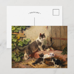 Cats at the Milk Bowl Julius Adam the Younger Postcard