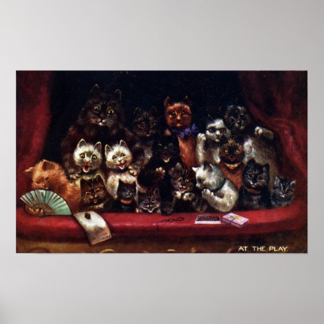 Cats at the Theatre for a Play Louis Wain Poster (Front)
