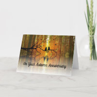Cats Autumn Anniversary Greeting Card