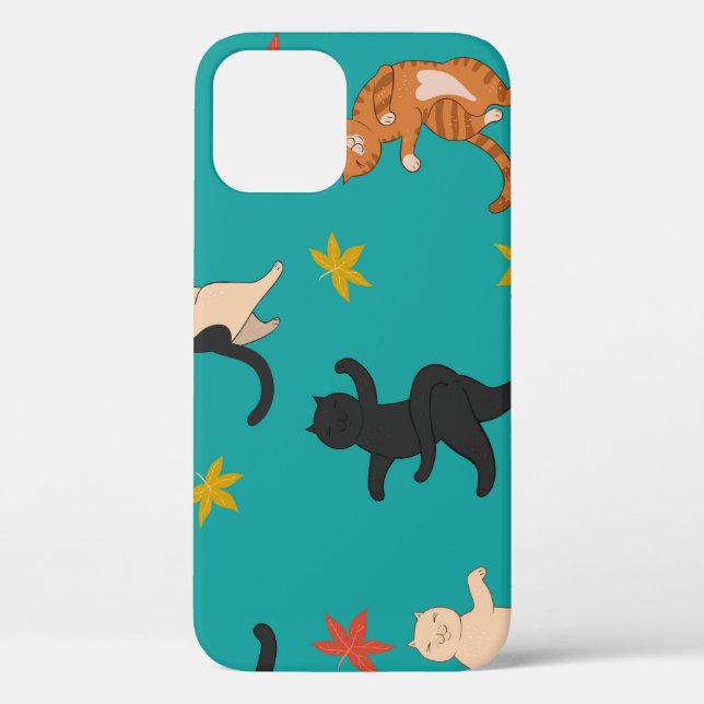 Cats, autumn foliage, cute pattern Case-Mate iPhone case (Back)