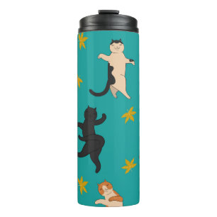 Cats, autumn foliage, cute pattern thermal tumbler