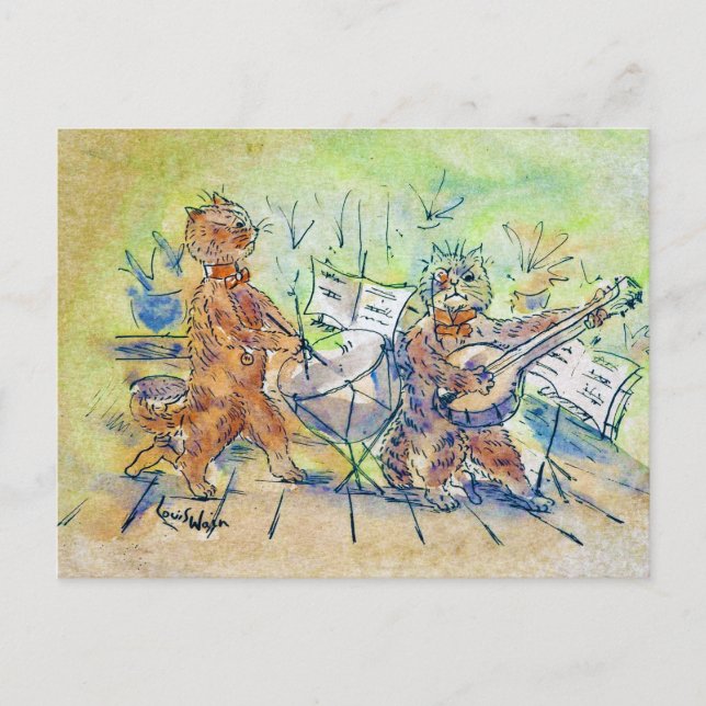 Cats Band, Louis Wain Postcard (Front)