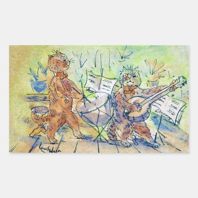 Cats Band, Louis Wain Rectangular Sticker (Front)