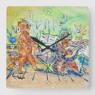 Cats Band, Louis Wain Square Wall Clock