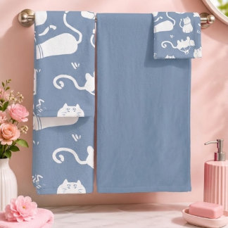 cats bath towel set