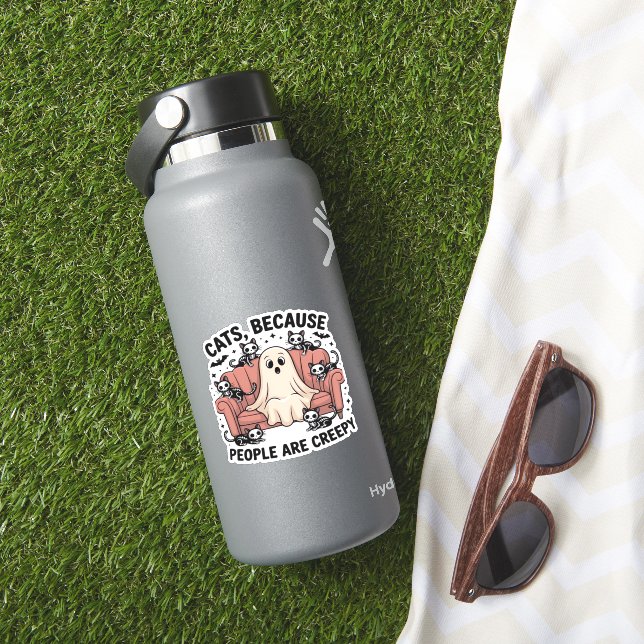 Cats Because People Are Creepy Funny Ghost Hallowe (HydroFlask Insitu)