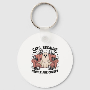Cats Because People Are Creepy Funny Ghost Hallowe Key Ring