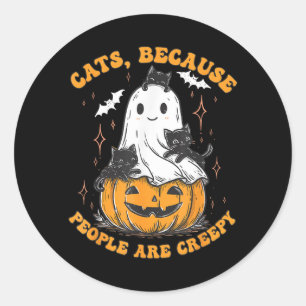 Cats Because People Are Creepy Halloween Black Cat Classic Round Sticker