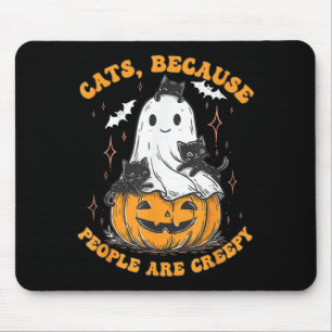 Cats Because People Are Creepy Halloween Black Cat Mouse Pad